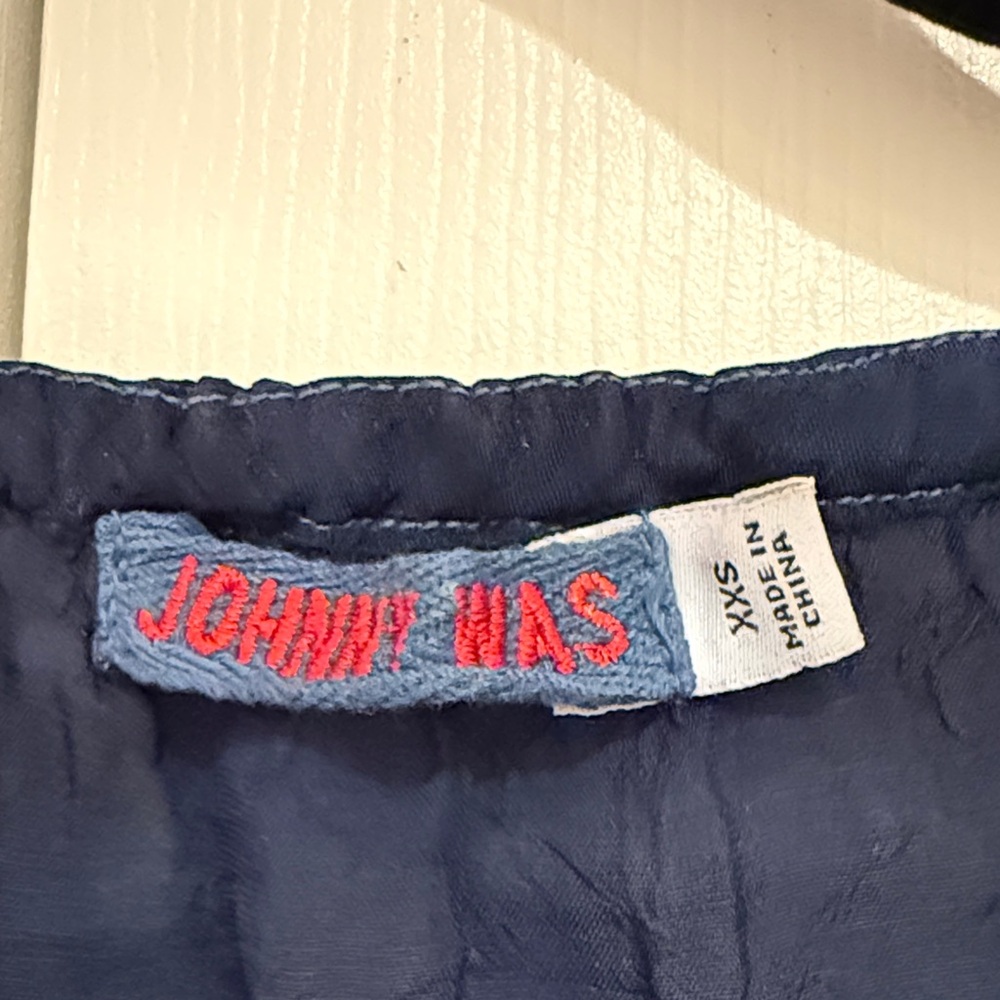 Johnny Was Navy Embroidered Boho Tunic with Pink & Light Blue Accents - Picture 2 of 3